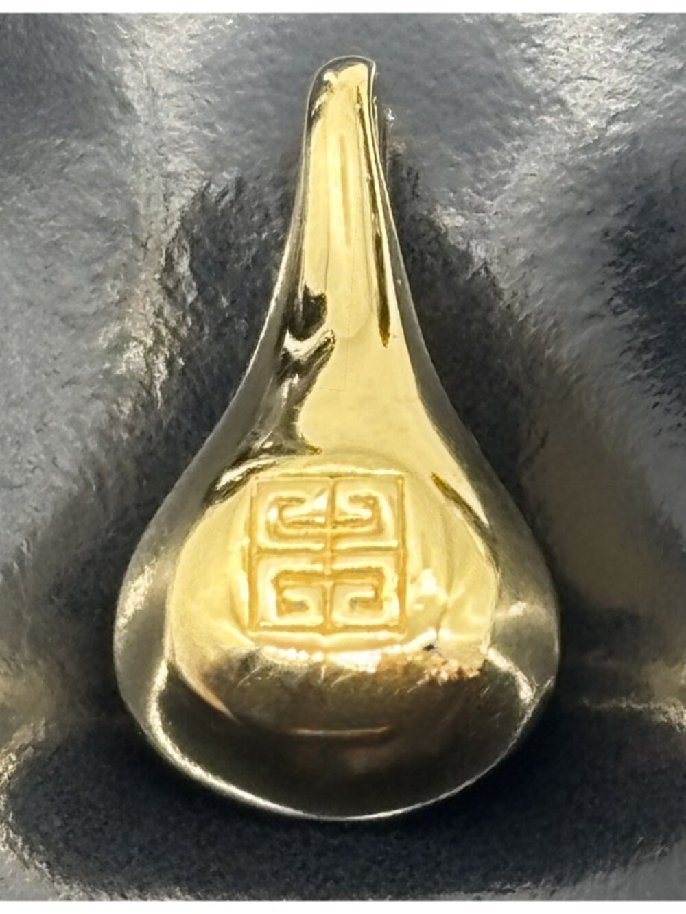 Vintage Givenchy Classic Logo Pendant Charm Teardrop Pear Shape Gold Tone Signed - Picture 13 of 14